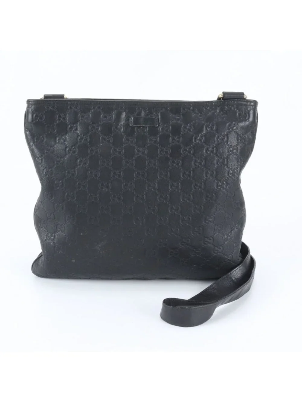Gucci Guccissima Leather Shoulder Bag Crossbody Messenger Black